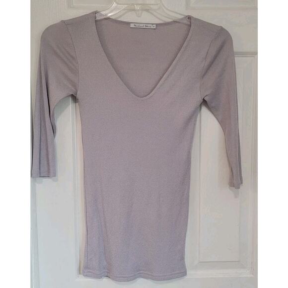 Michael Stars Womens Blouse Top Size OS Gray V-neck LS - Picture 1 of 4